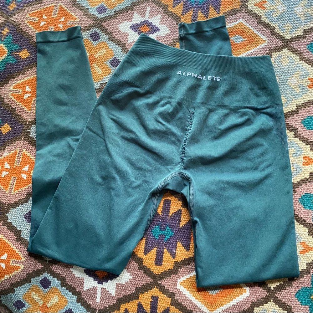 Alphalete Amplify Butt Scrunch Leggings Blue Green Size Small